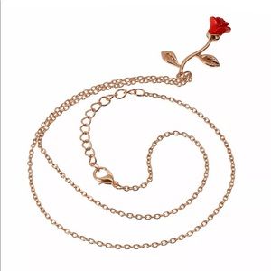 Rose gold Beauty and the beast necklace
